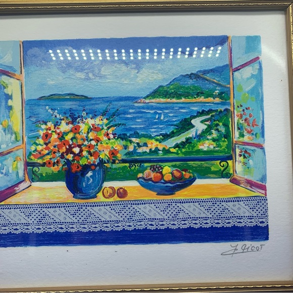 Picot Other - Jean-Claude Picot “Fluers Et Dentelle” Signed Print 8.5”X6.5” “FlowersAndLace”